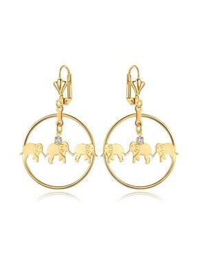 18K Gold Plated Triple Elephant Hoop Earrings